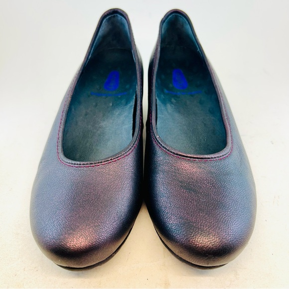 Wolky Black w/Red Metallic Shimmer Valentine Ballernina Wedges, size 40 US 9 - Picture 2 of 11